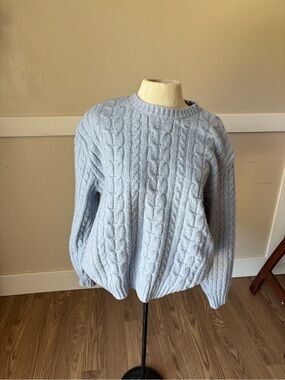 Hollister oversized Light Blue Cable Knit Sweater